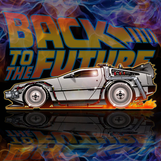 Delorean Automotive Pop Culture Art by Fireball Tim Garage