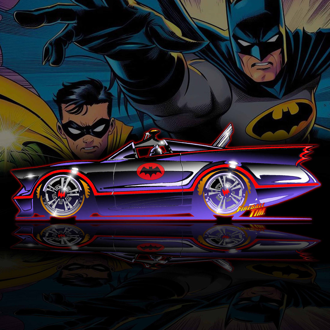 Batmobile Automotive Pop Culture Art by Fireball Tim Garage