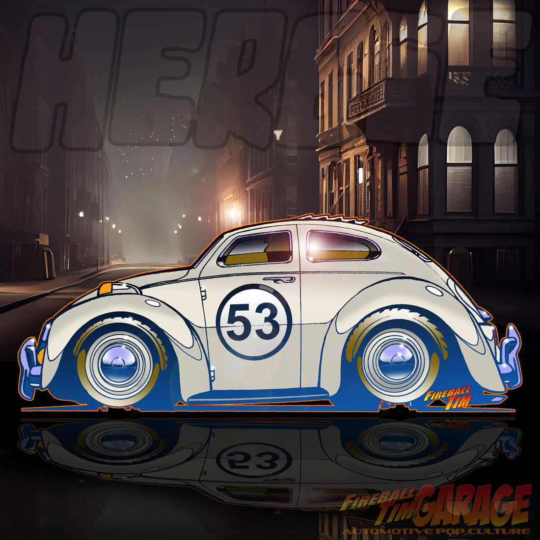 Herbie Automotive Pop Culture Concept Art by Fireball Tim Garage