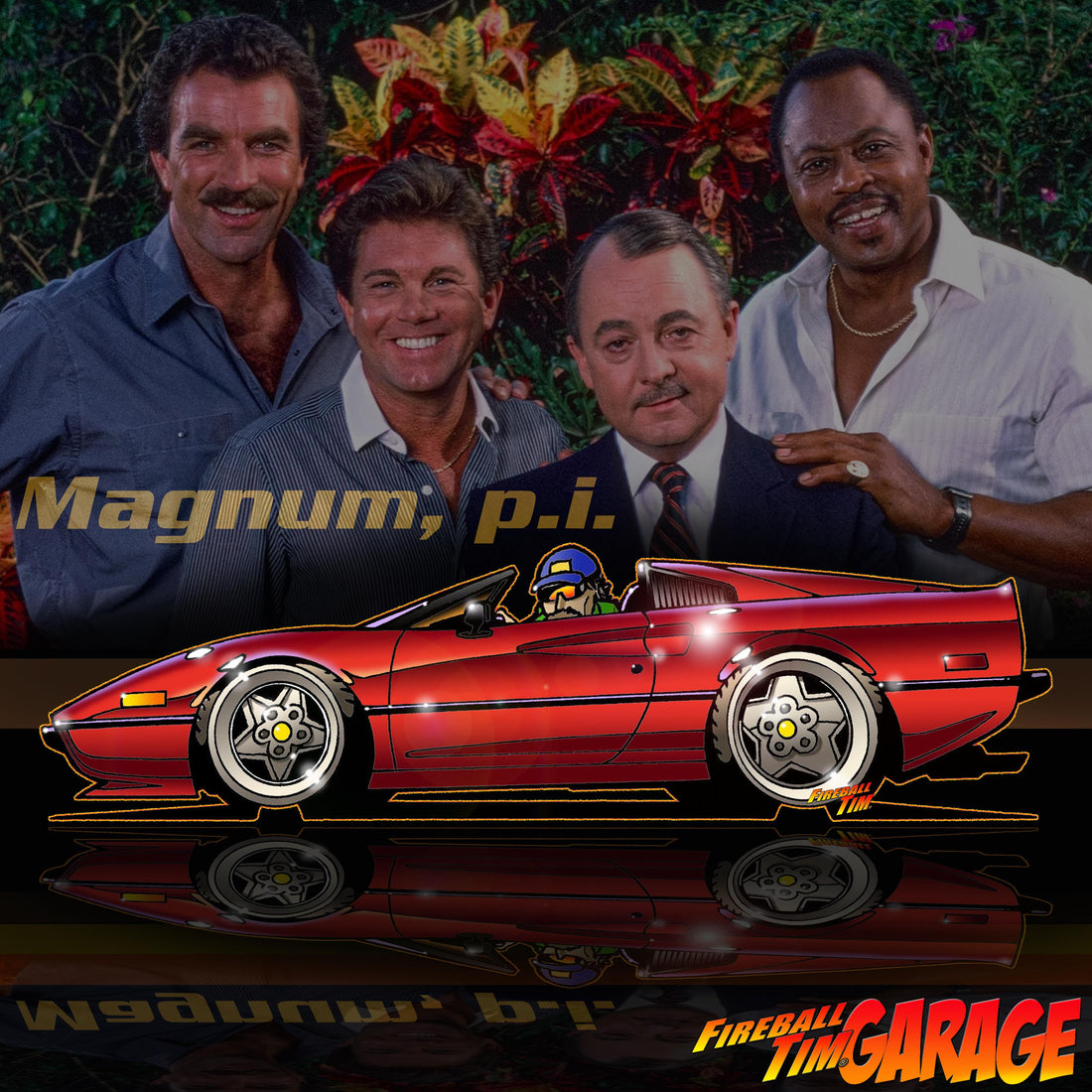 Magnum PI Automotive Pop Culture Car Art by Fireball Tim Garage