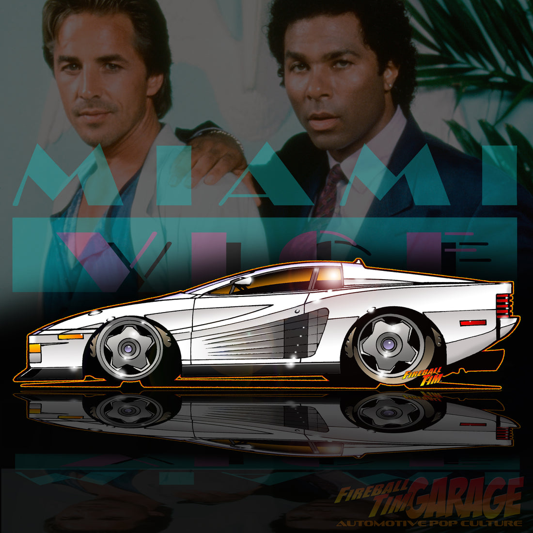 Miami Vice Automotive Pop Culture Car Art by Fireball Tim Garage
