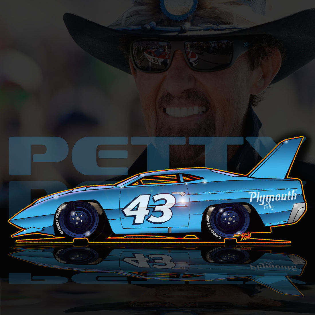Nascar Richard Petty Automotive Pop Culture Art by Fireball Tim Garage