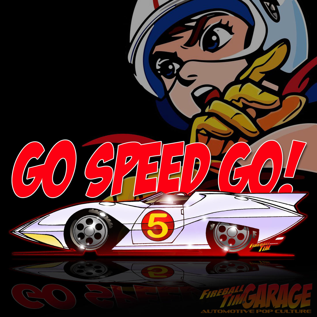 Speed RAcer Automotive Pop Culture Art by Fireball Tim Garage