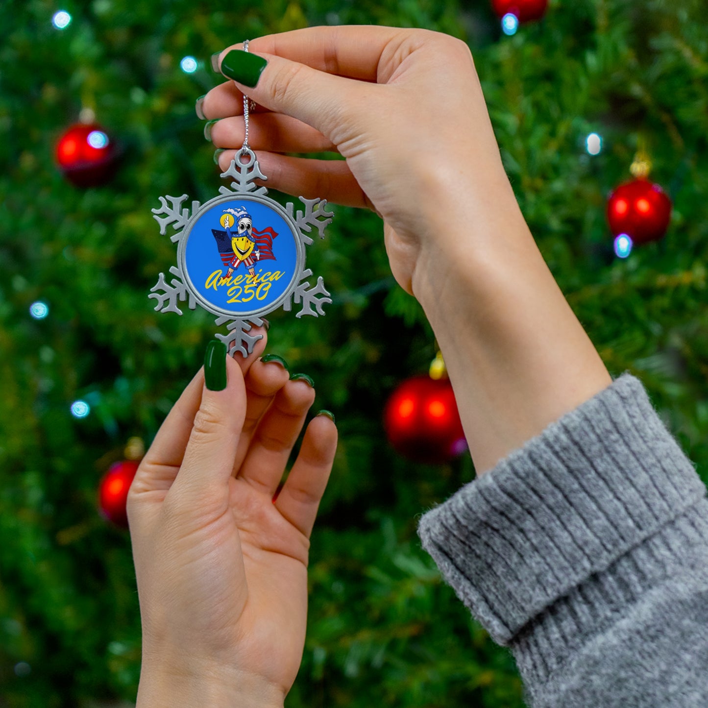 BUDDY CRUISE America 250 Pewter Snowflake Ornament — America 250 Commemorative Holiday Ornament