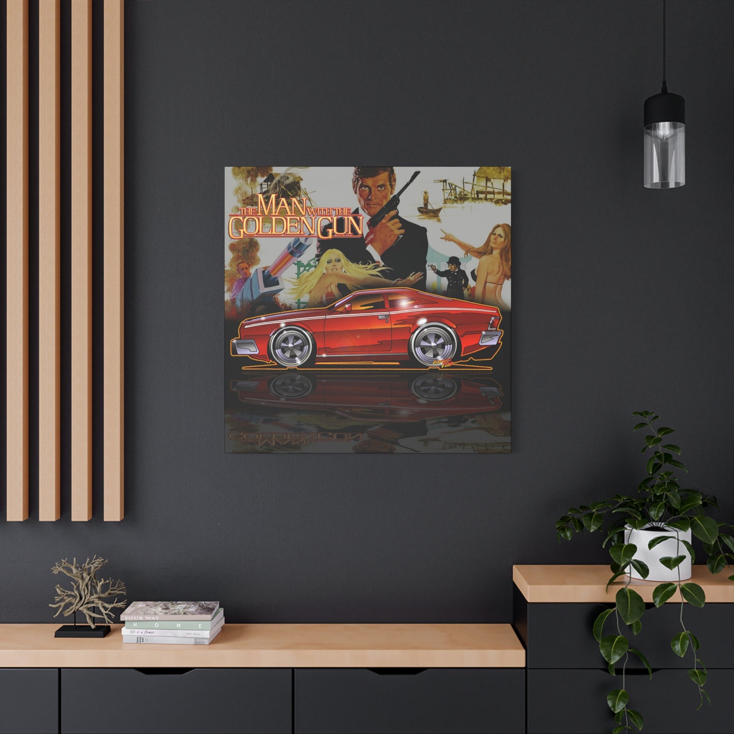 MAN WITH THE GOLDEN GUN AMC Hornet James Bond Fireball Art Canvas Print