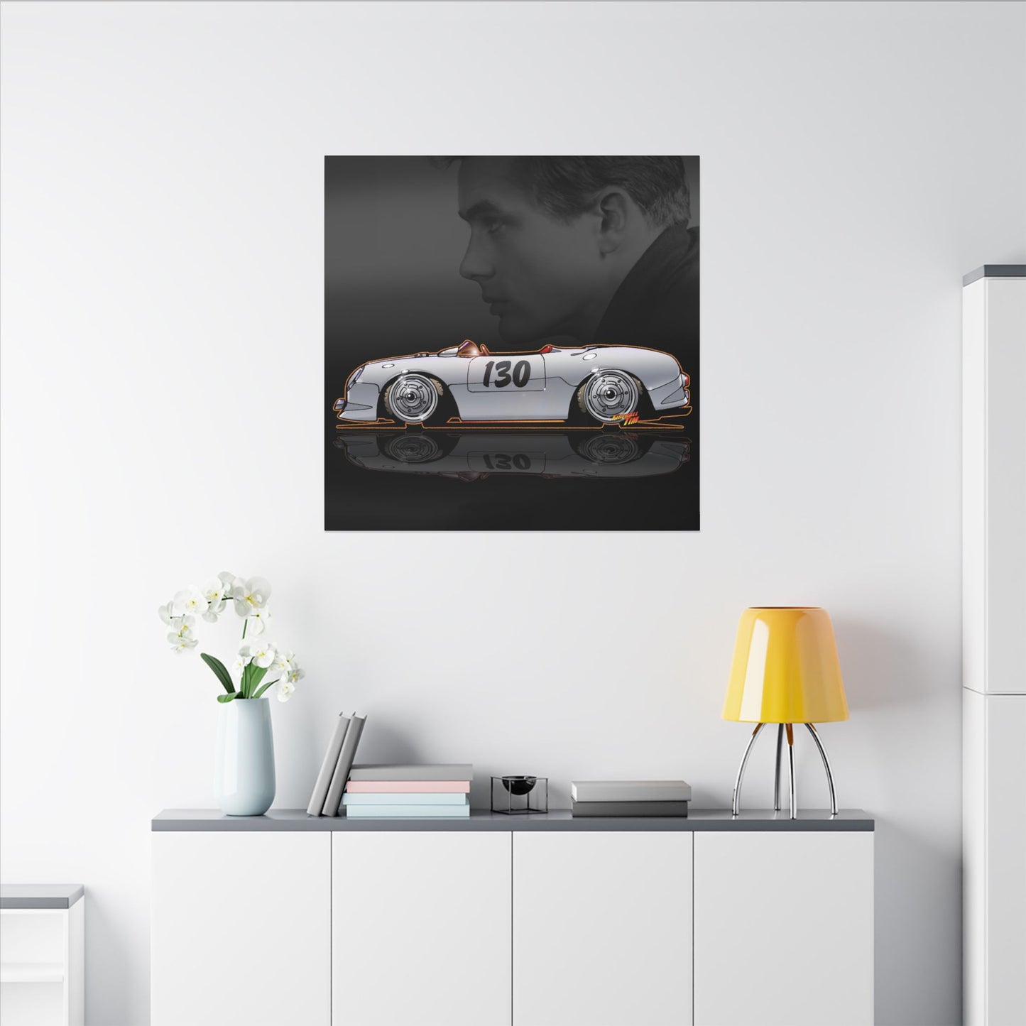 JAMES DEAN PORSCHE 550 Spyder Lil' Bastard Fireball Art Canvas Print
