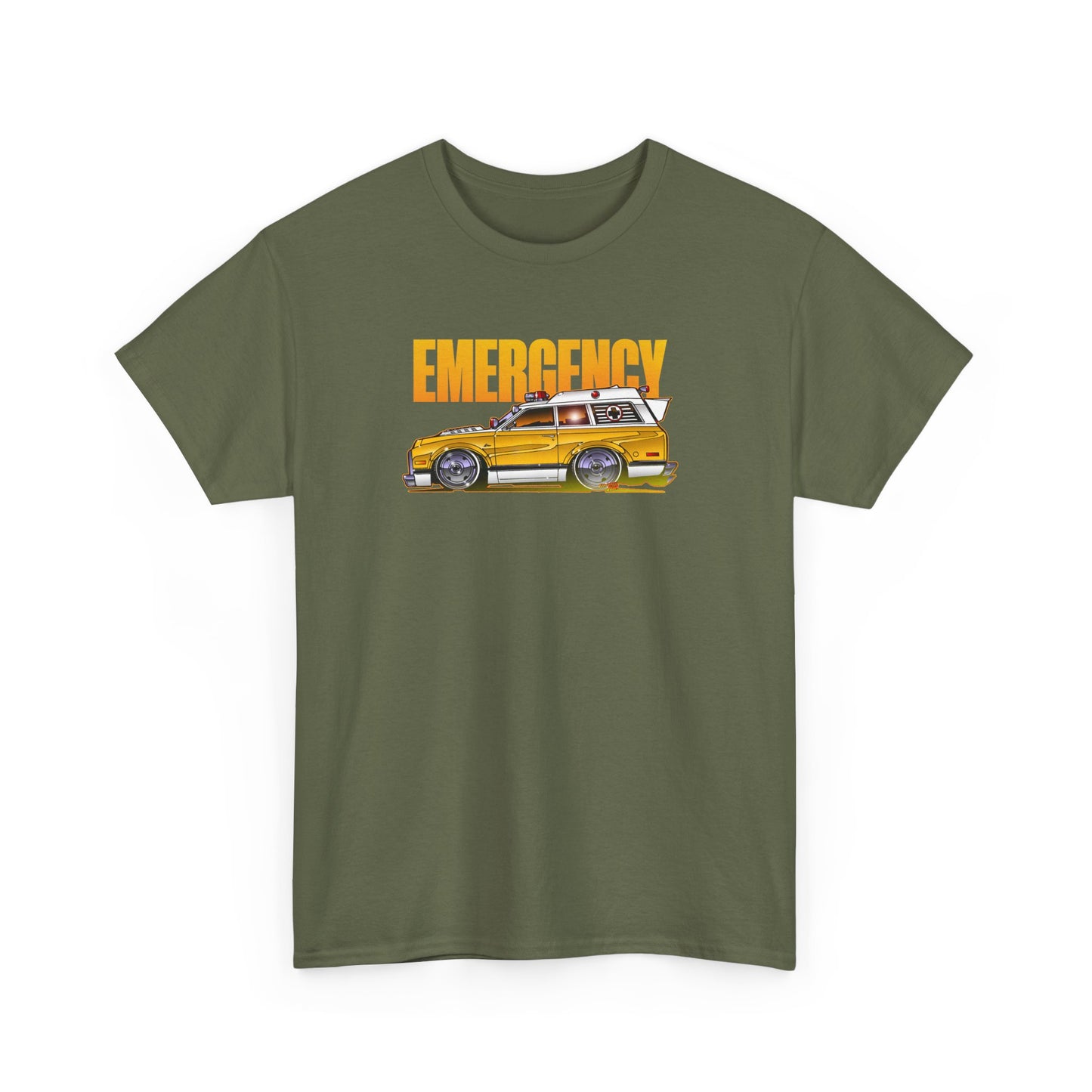 EMERGENCY TV Show 1970 Chevy Suburban AMBULANCE Concept Art Cotton Tee 11 Colors