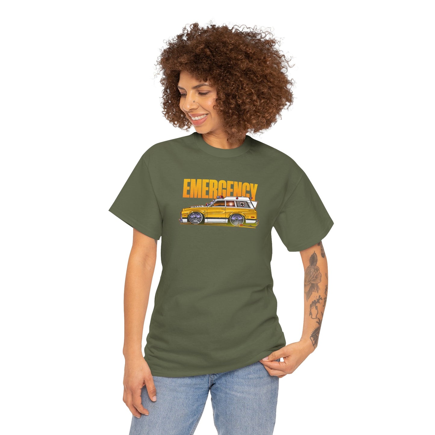 EMERGENCY TV Show 1970 Chevy Suburban AMBULANCE Concept Art Cotton Tee 11 Colors