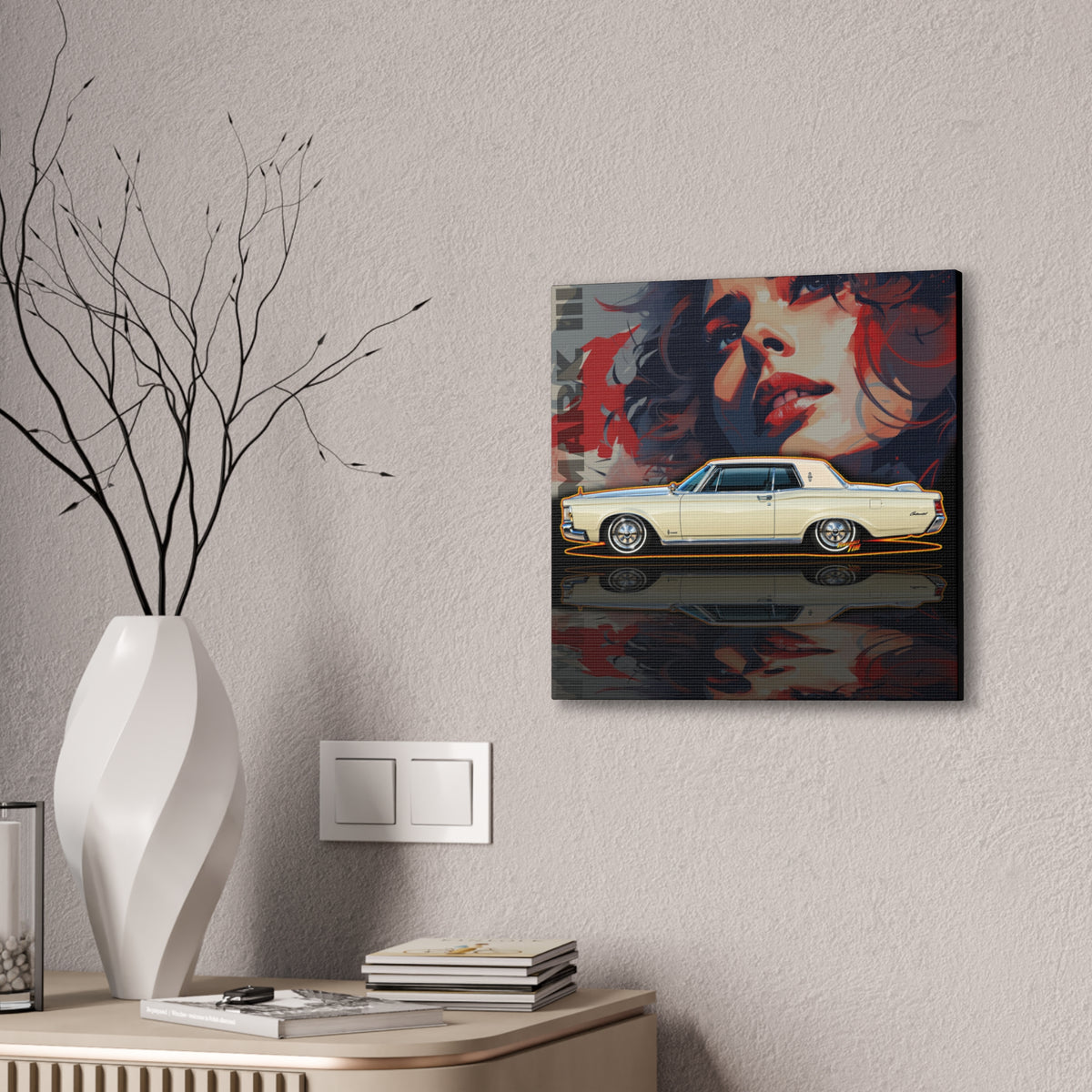 LINCOLN MARK III 1970 Collectible Fireball Art Canvas Stretched Print