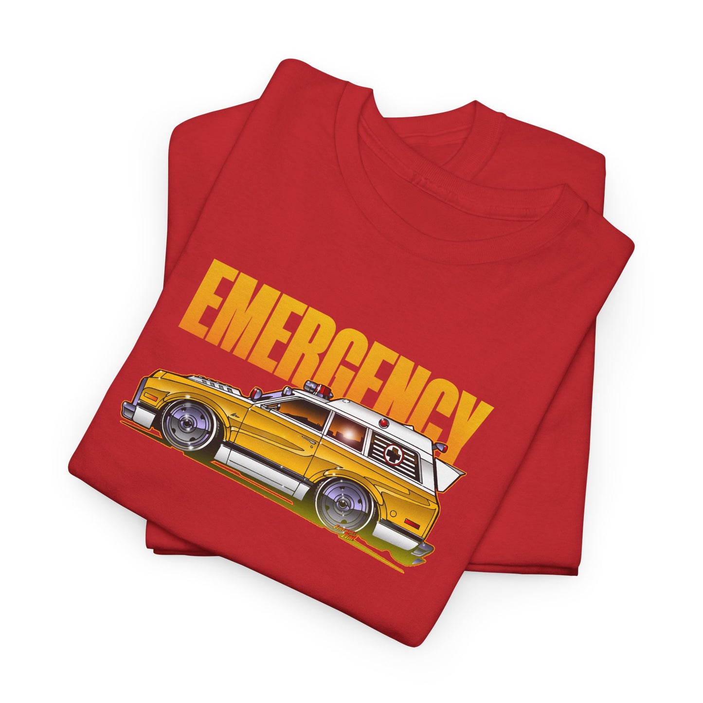 EMERGENCY TV Show 1970 Chevy Suburban AMBULANCE Concept Art Cotton Tee 11 Colors