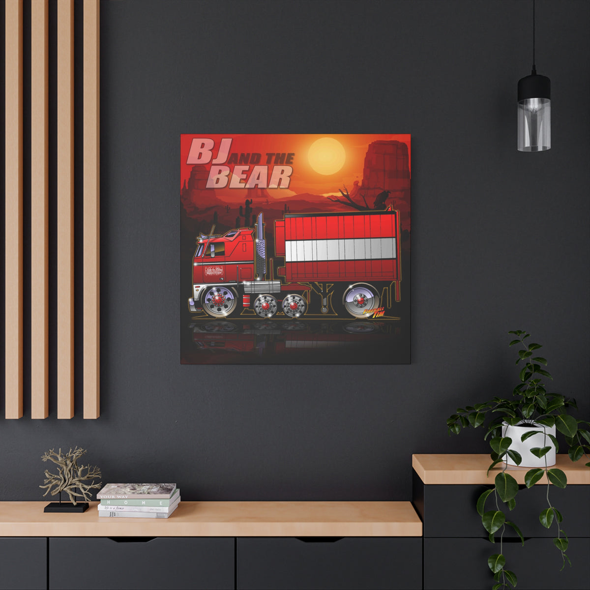 BJ AND THE BEAR TV Show Semi Truck Canvas Art Wall Print - 2 Sizes