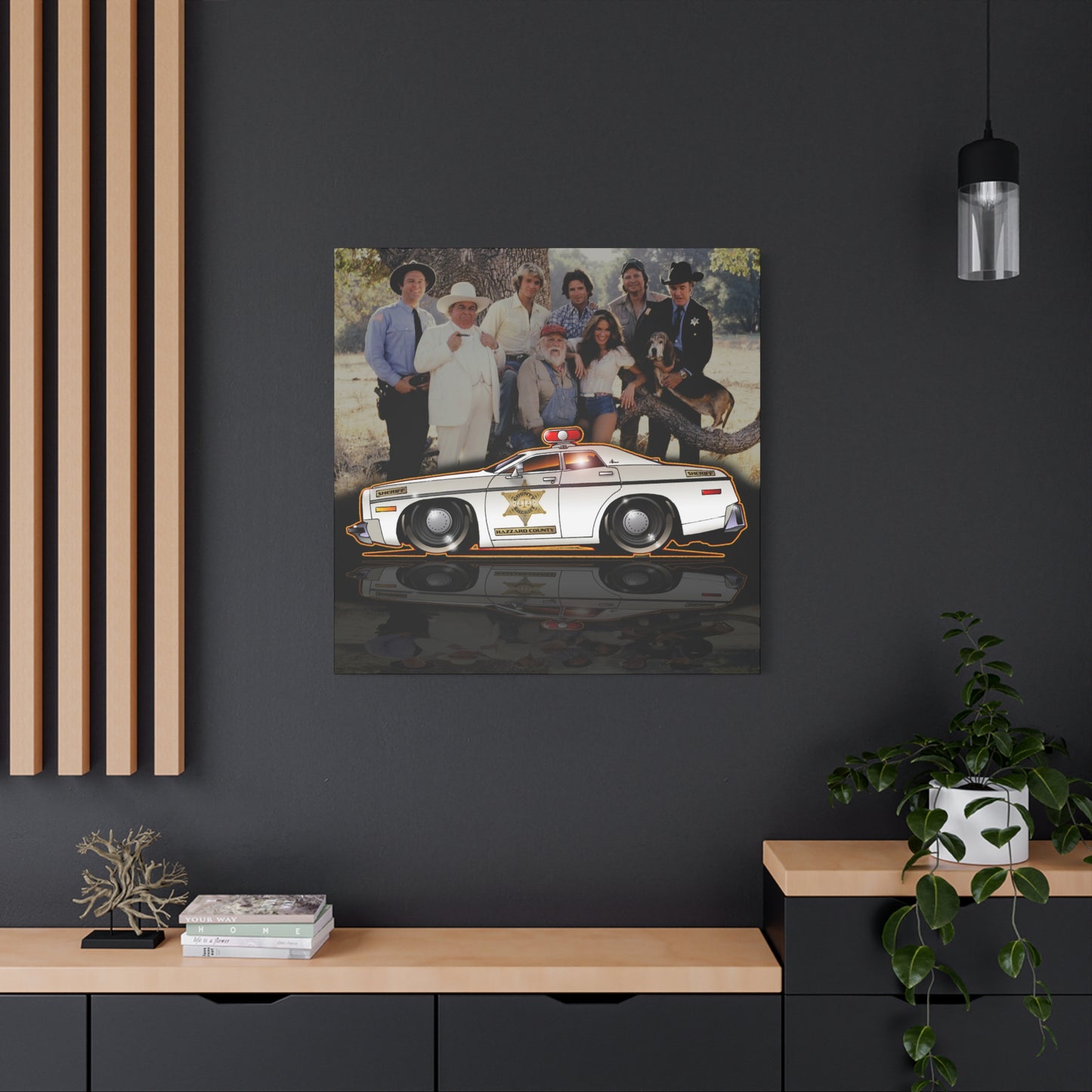 DUKES OF HAZZARD SHERIFF POLICE CAR Collectible Fireball Art Canvas Print