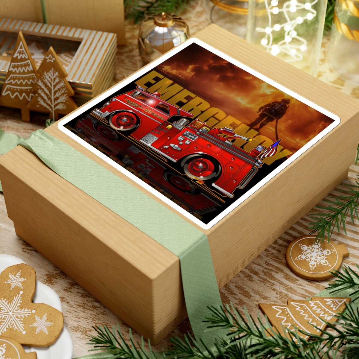 EMERGENCY ENGINE 51 Fire Truck Concept Art Kiss-Cut Stickers 4 Sizes