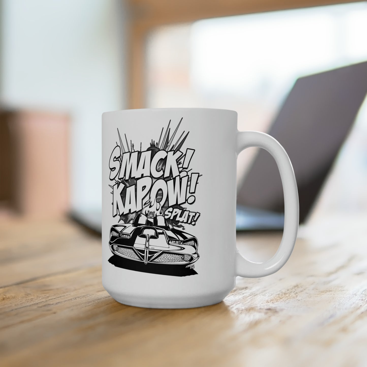 BATMOBILE SMACK KAPOW Movie Car Ceramic Mug 15oz, Movie Cars-Mug-Fireball Tim Garage