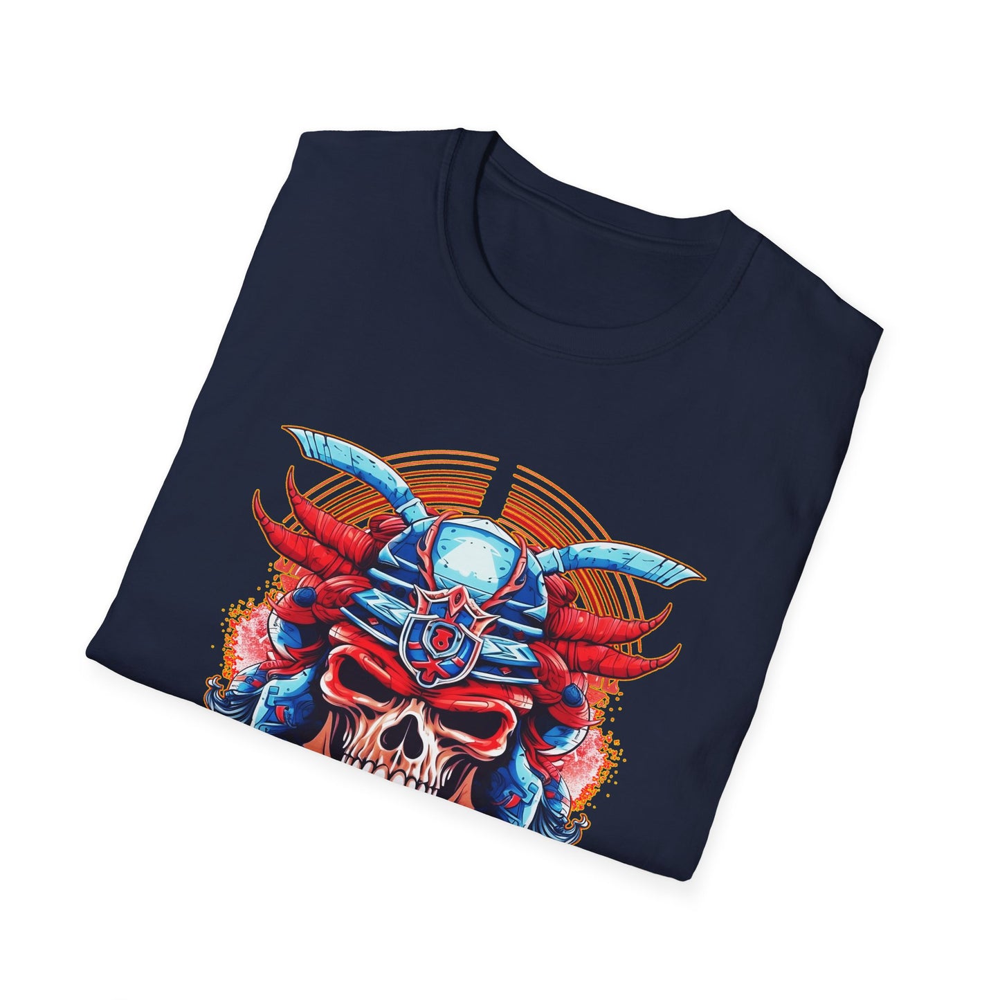 SAMURAI SKULL Fireball Art Unisex Softstyle T-Shirt - Multiple Colors
