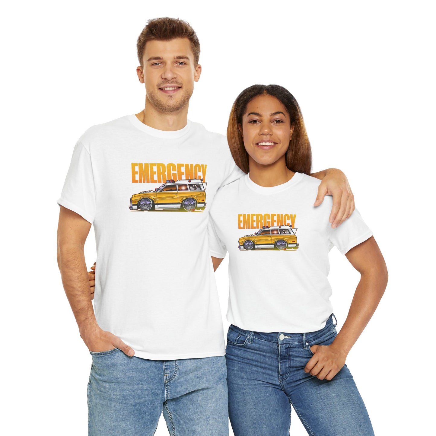EMERGENCY TV Show 1970 Chevy Suburban AMBULANCE Concept Art Cotton Tee 11 Colors