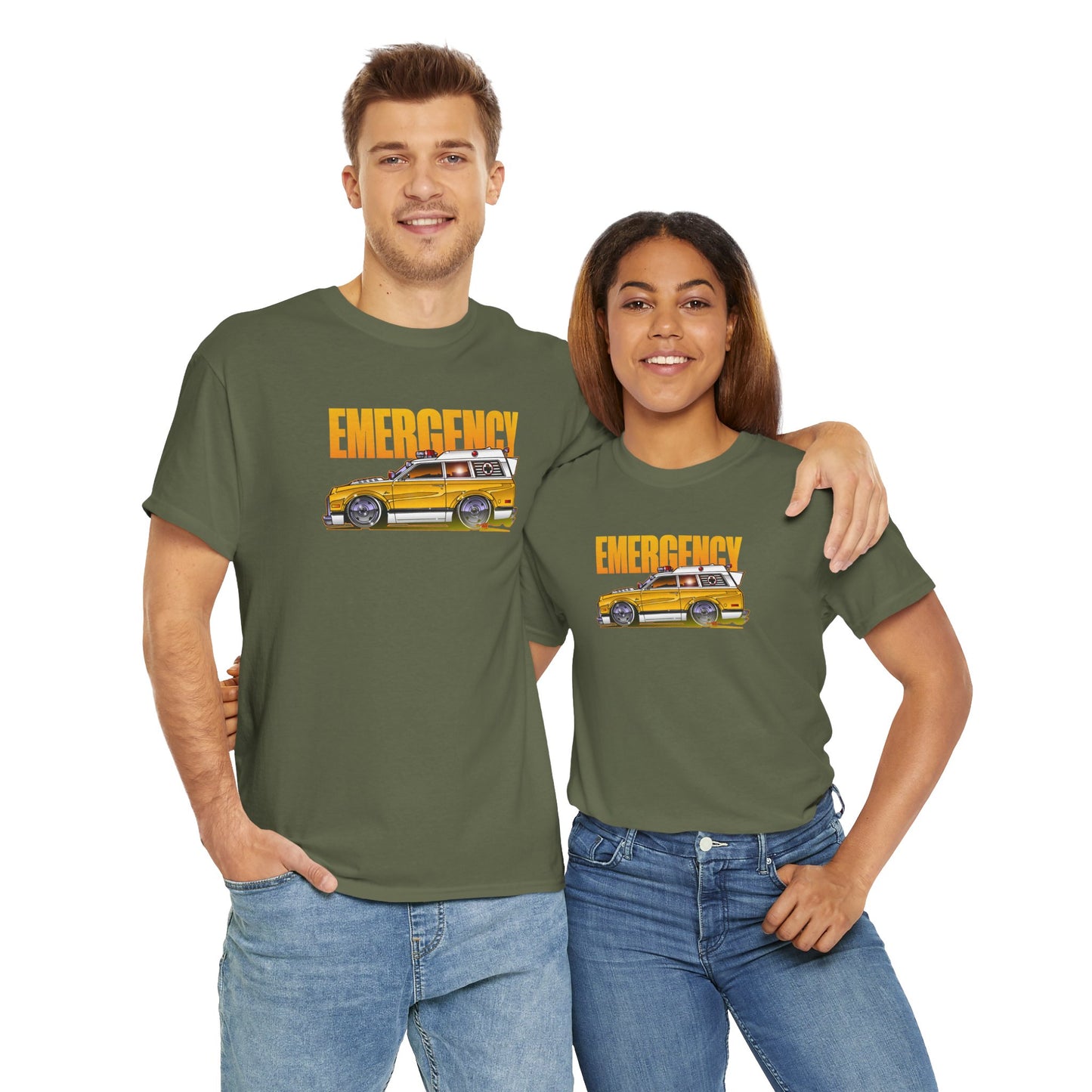 EMERGENCY TV Show 1970 Chevy Suburban AMBULANCE Concept Art Cotton Tee 11 Colors