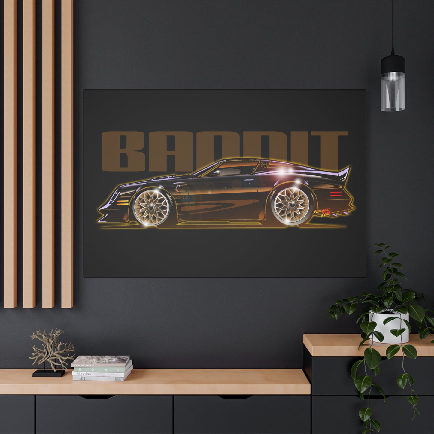 SMOKEY AND THE BANDIT Pontiac Trans Am Fireball Art Canvas Print - Sizes