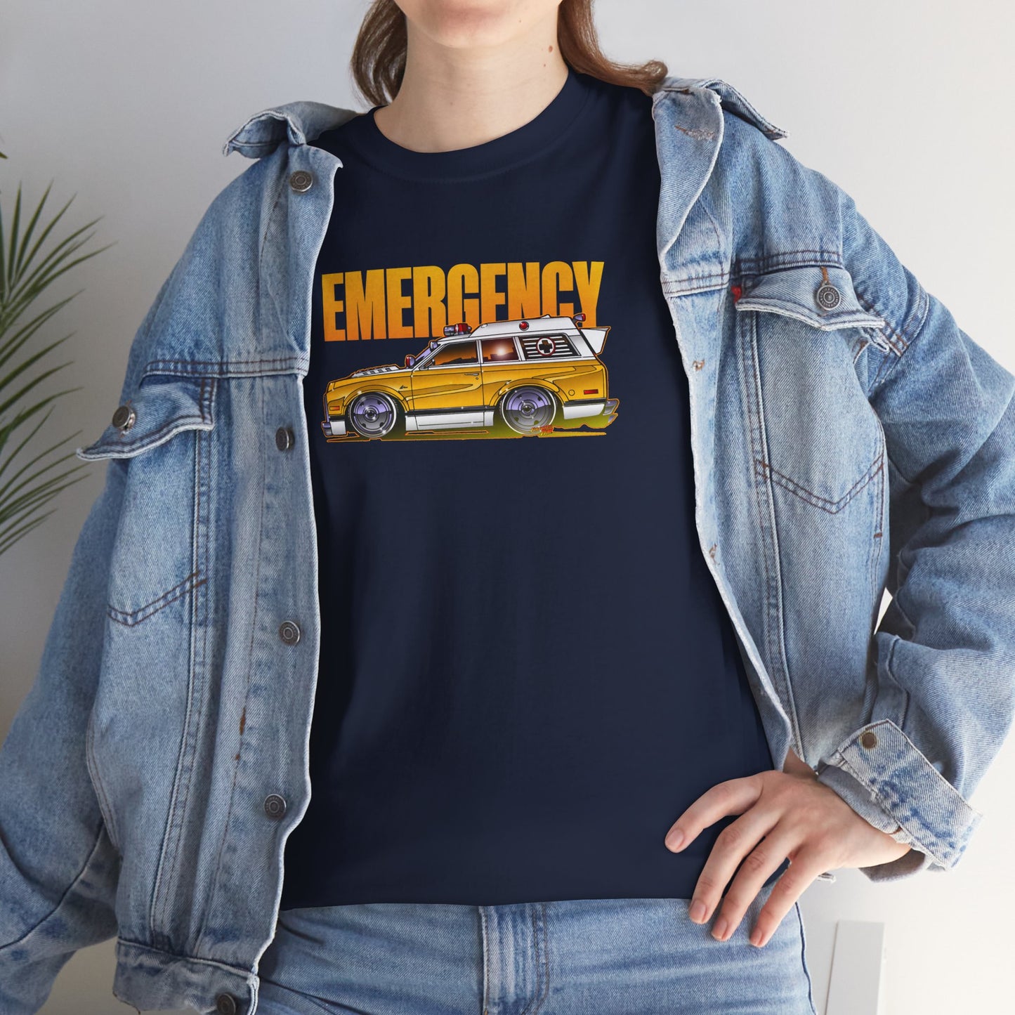 EMERGENCY TV Show 1970 Chevy Suburban AMBULANCE Concept Art Cotton Tee 11 Colors