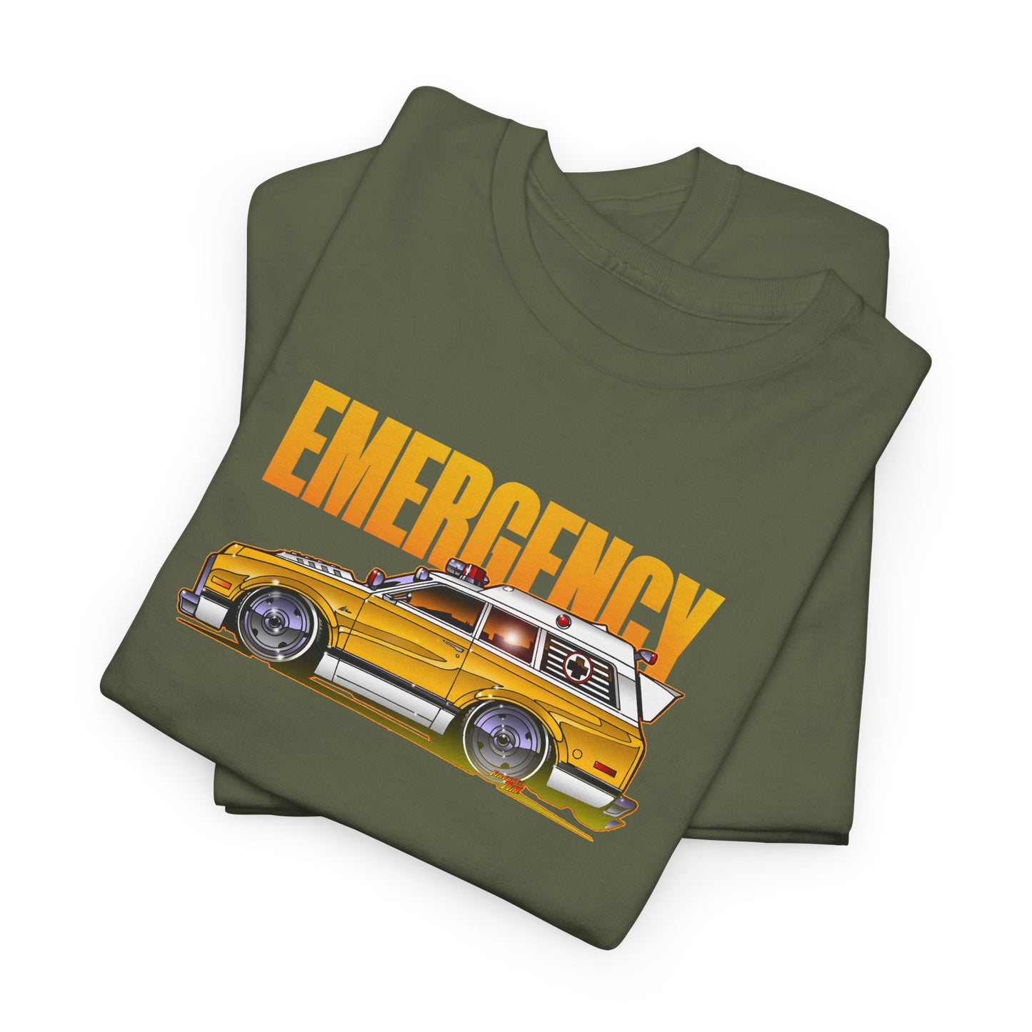 EMERGENCY TV Show 1970 Chevy Suburban AMBULANCE Concept Art Cotton Tee 11 Colors