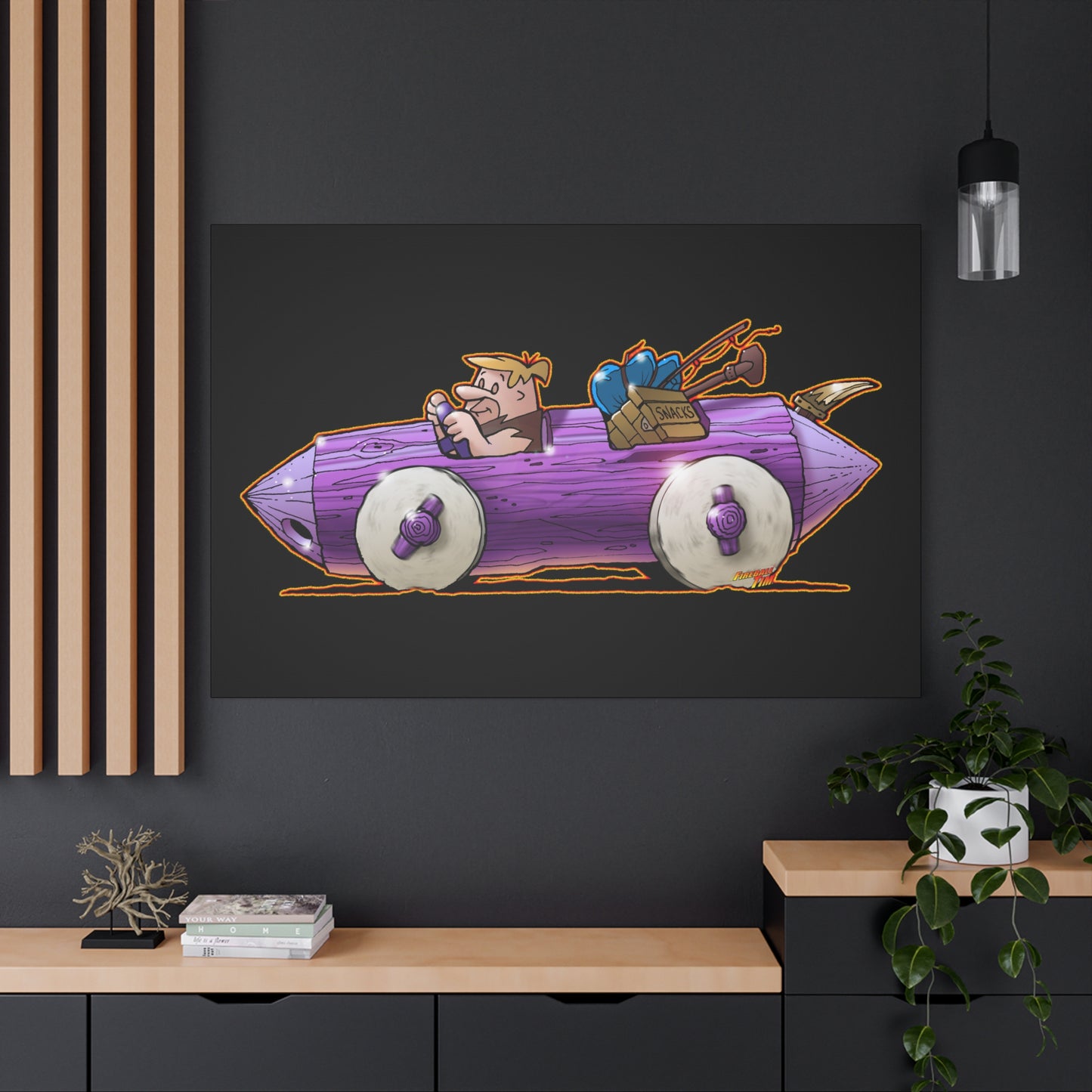 FLINSTONES BARNEY RUBBLE Fireball Art Canvas Wall Print - Multiple Sizes