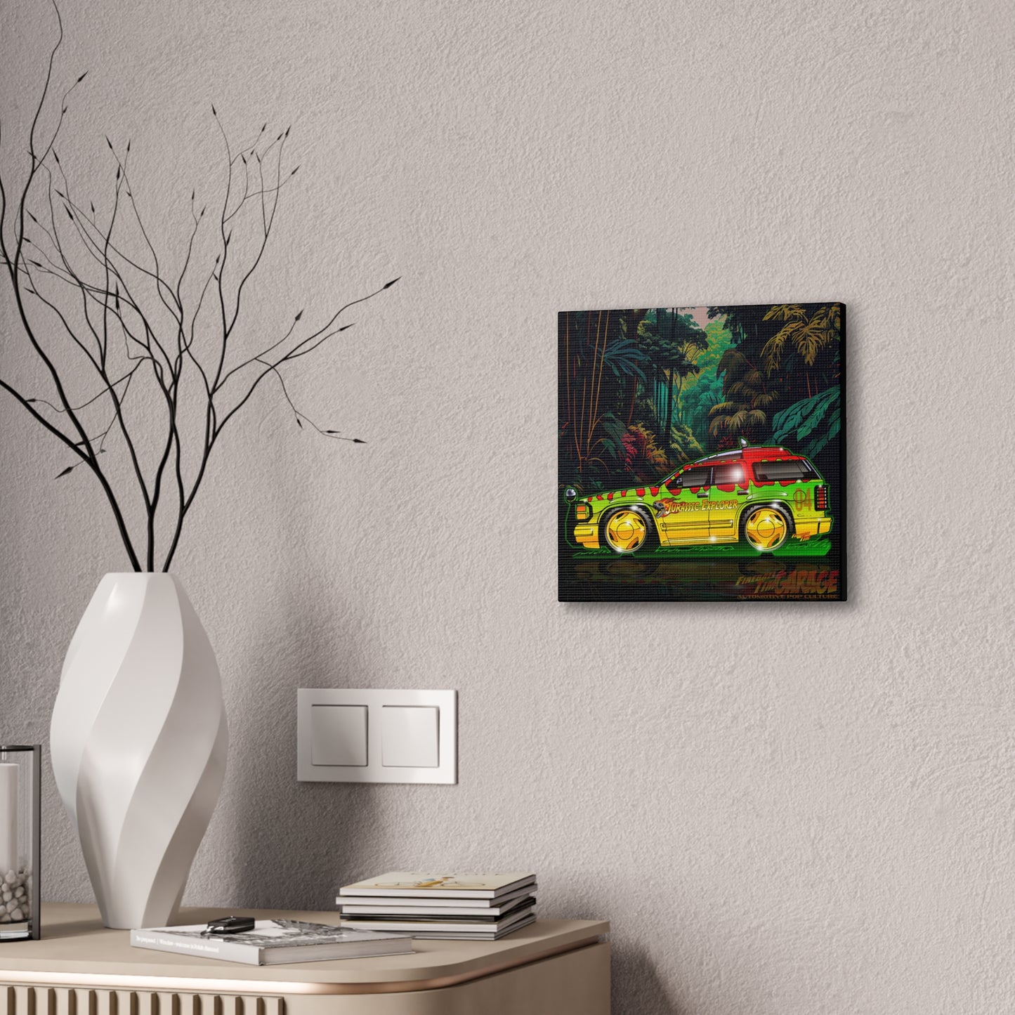 JURASSIC PARK Ford Explorer Canvas Art Print - 2 Sizes