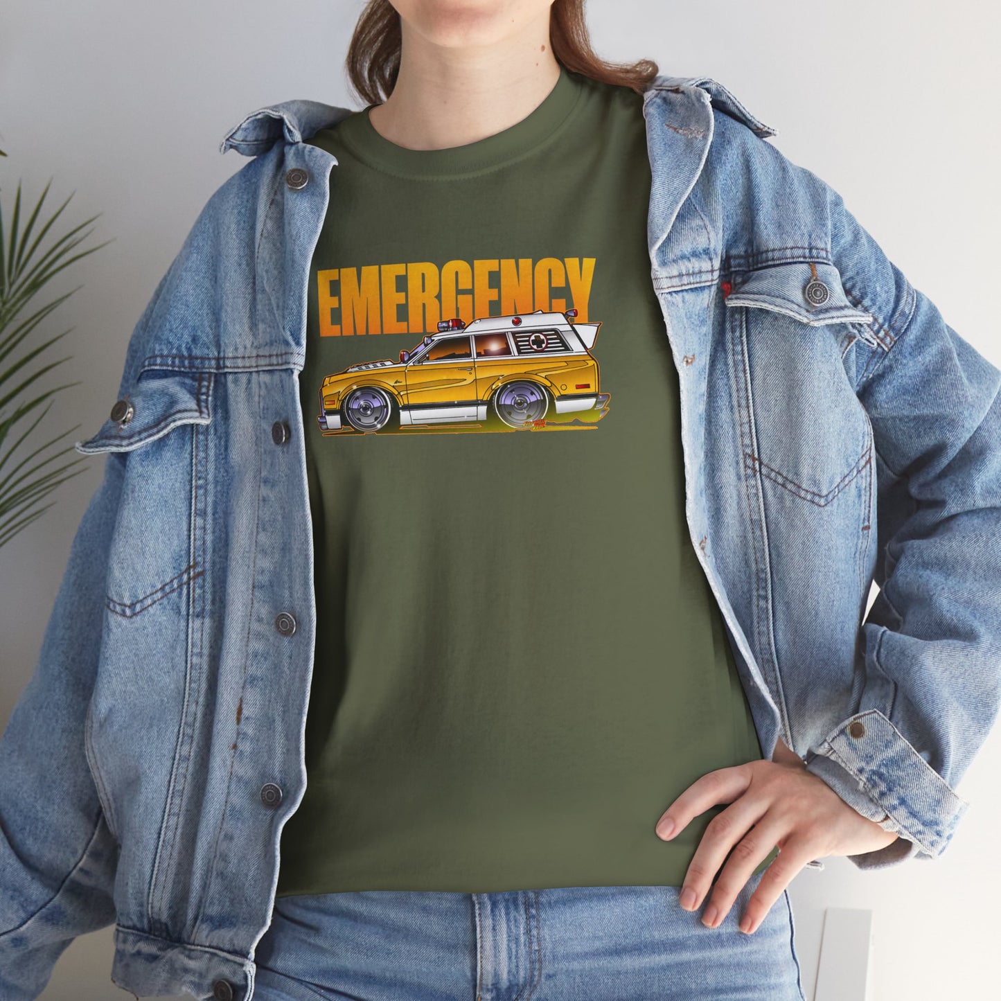 EMERGENCY TV Show 1970 Chevy Suburban AMBULANCE Concept Art Cotton Tee 11 Colors