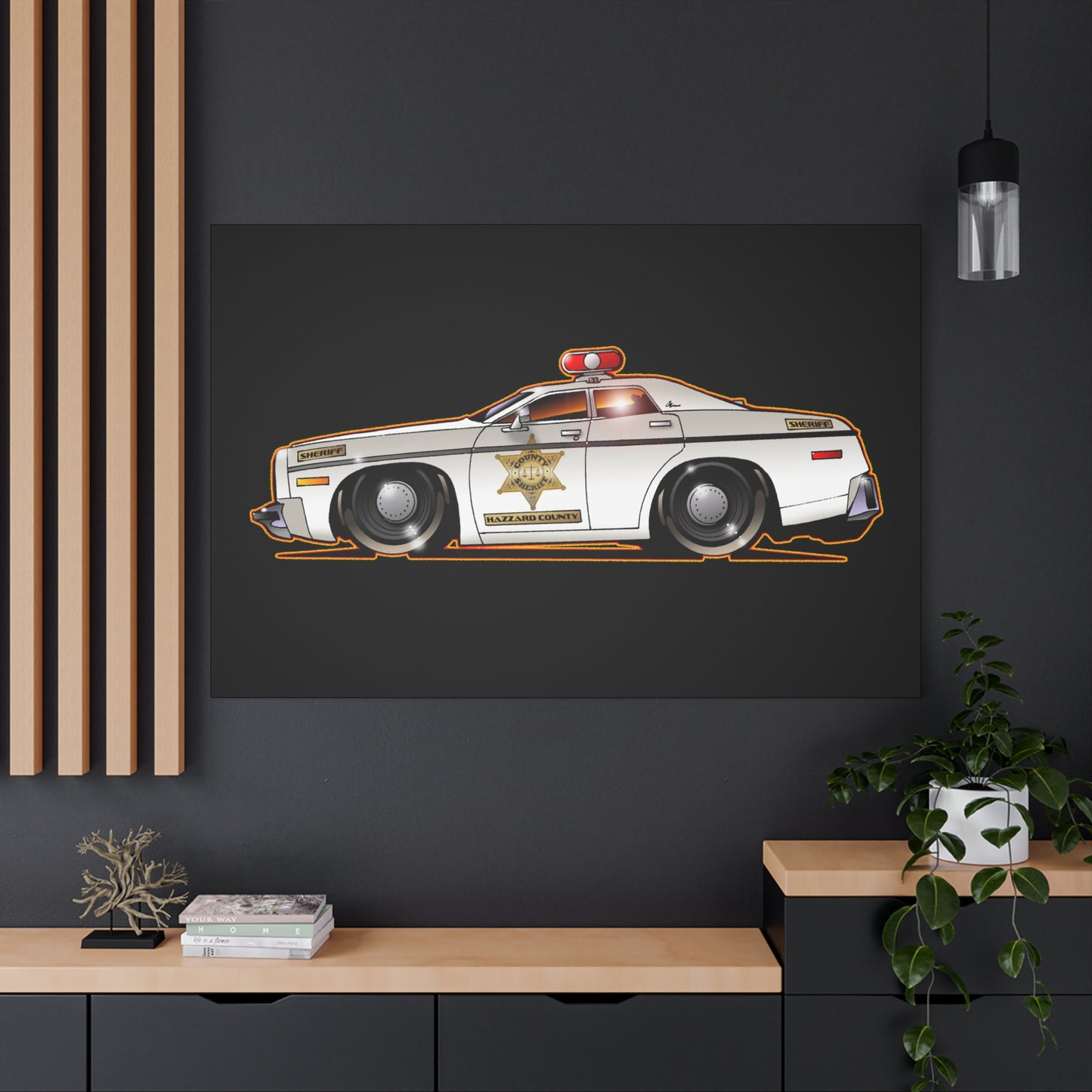 DUKES OF HAZZARD SHERIFF POLICE CAR Fireball Art Canvas Print