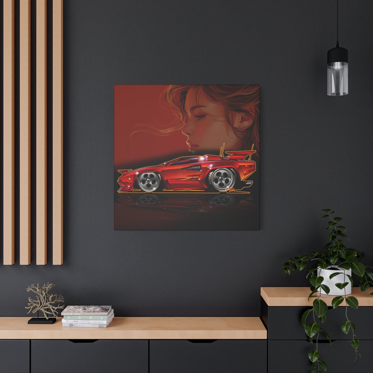 CANNONBALL RUN LAMBORGHINI COUNTACH Fireball Art Canvas Print