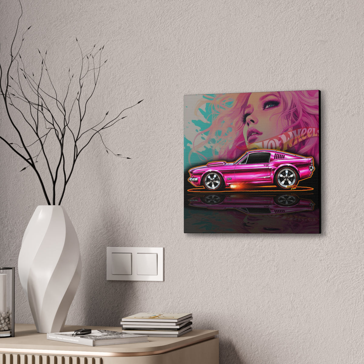 HOT WHEELS Sweet 16 MUSTANG GT Collectible Fireball Art Canvas Stretched Print