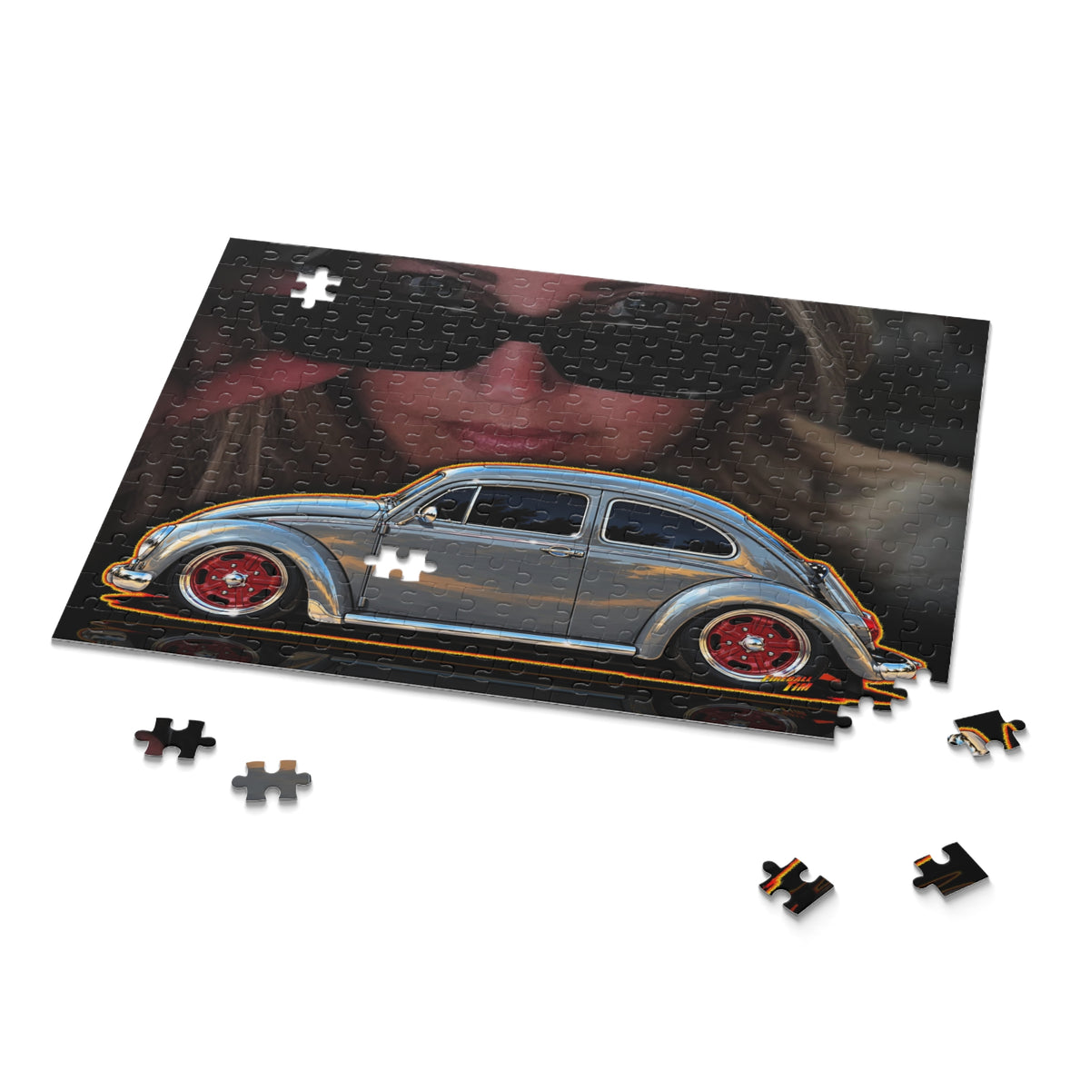KUSTOM 1964 VW BUG Collectible Fireball Art Jigsaw Puzzle — Retro Custom Cars (120/252/500‑Piece)