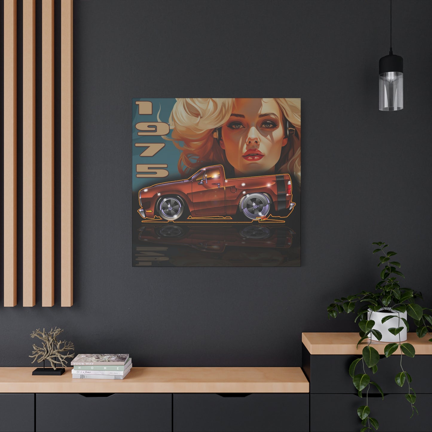 DODGE ADVENTURER SRT Pickup Truck 1975 Fireball Art Canvas Print