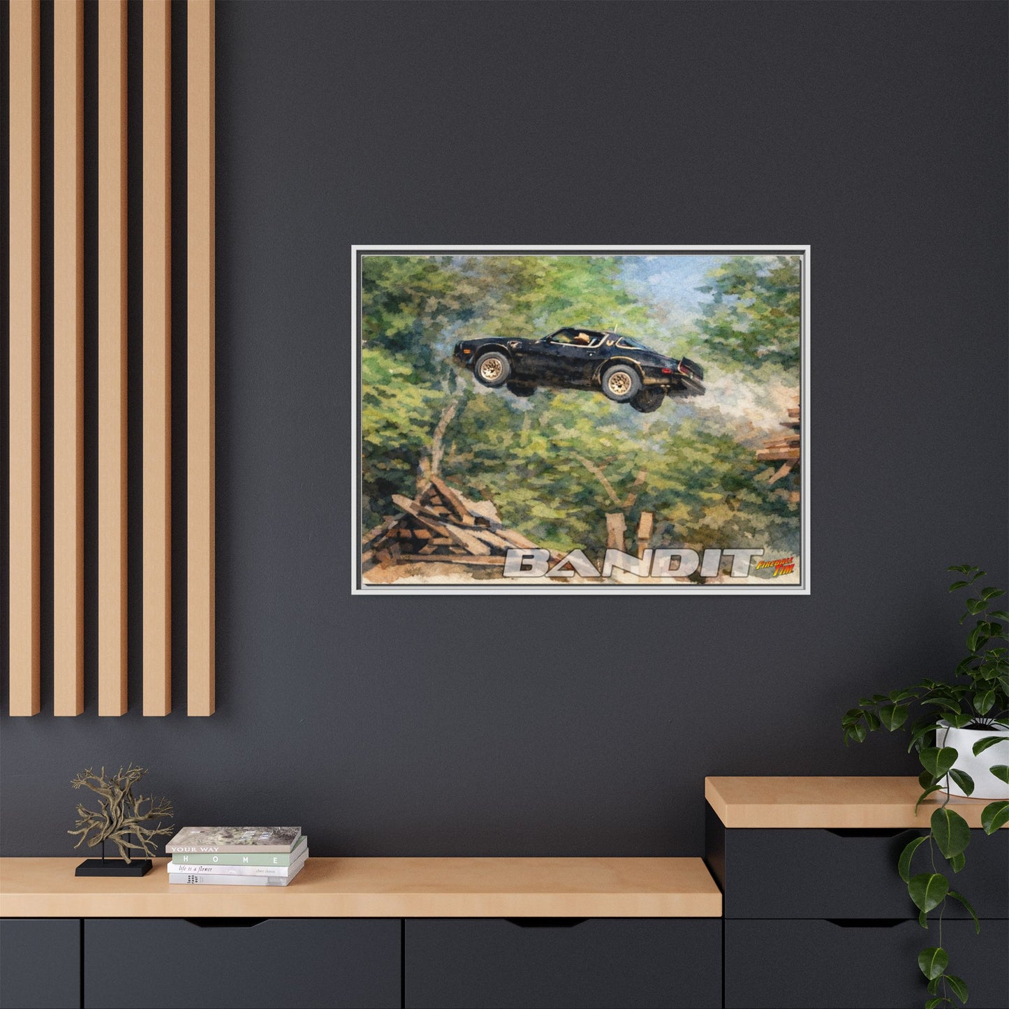 SMOKEY AND THE BANDIT TRANS AM WATERCOLOR PAINTING Fireball Movie Car Canvas Print - Framed 24x18