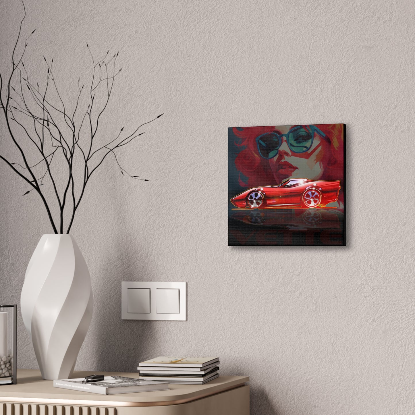 Hot Wheels CUSTOM CORVETTE Redline Canvas Art Print MASTERPRINT 2 Sizes
