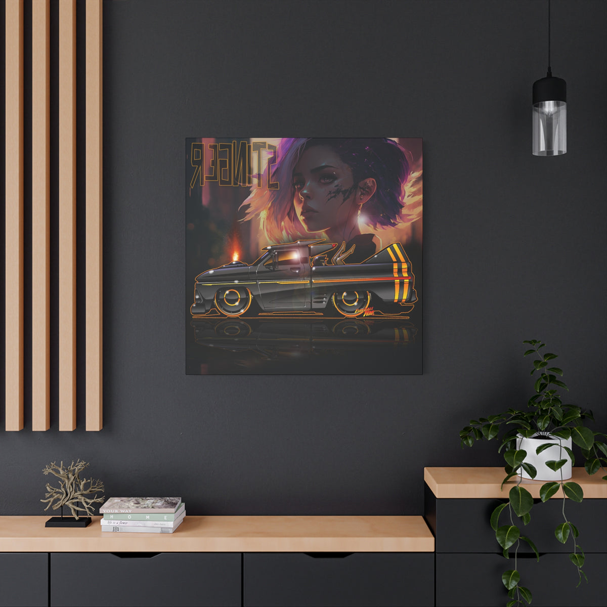 CHEVROLET C10 1960 Stinger Pickup Truck Fireball Art Canvas Print