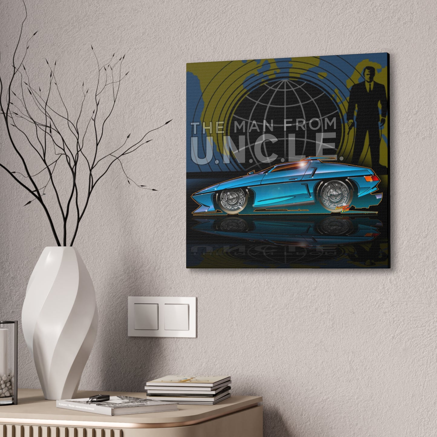 THE MAN FROM U.N.C.L.E. Piranha TV Car Fireball Canvas Art Print - 12x12
