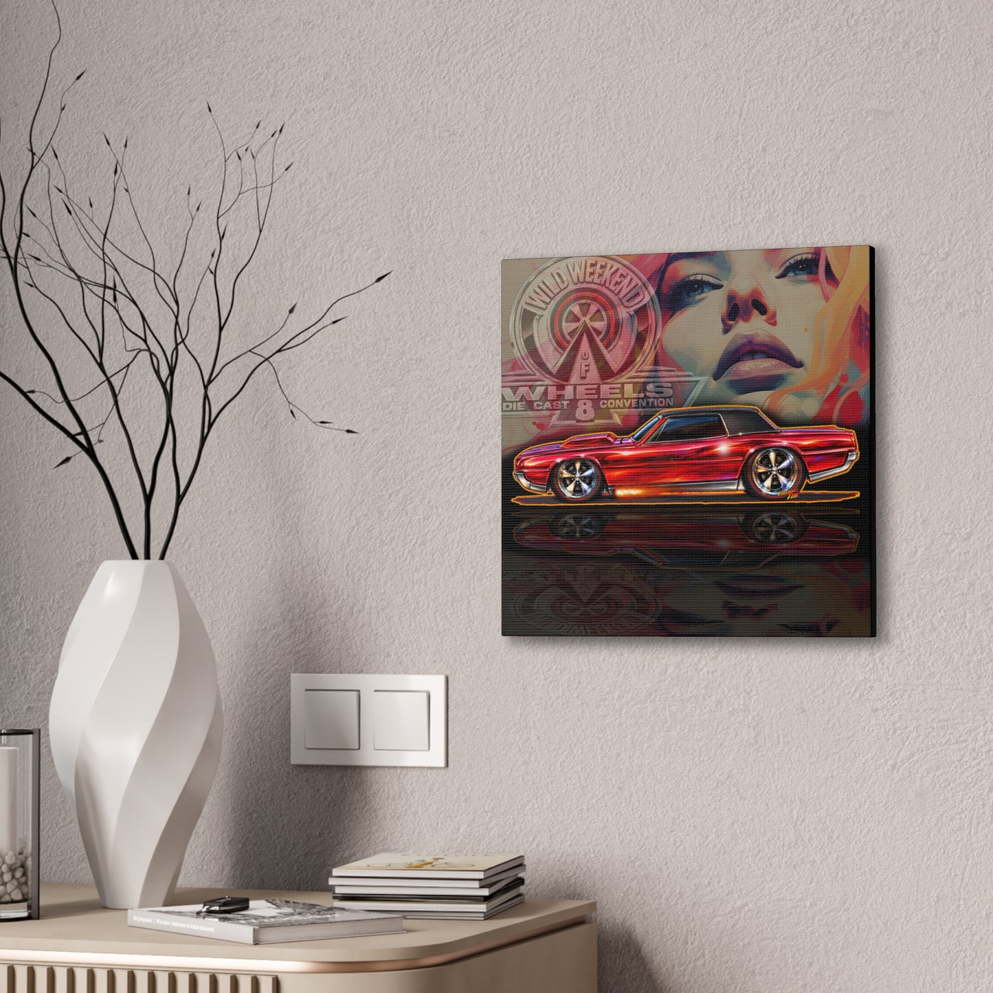 HOT WHEELS Sweet 16 CUSTOM TBIRD Collectible Fireball Art Canvas Stretched Print