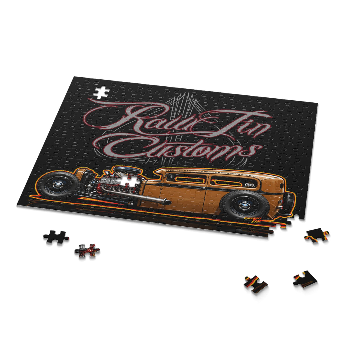 RAWTIN CUSTOMS Hot Rod Jigsaw Puzzle — Retro Hot Rods (120/252/500‑Piece)
