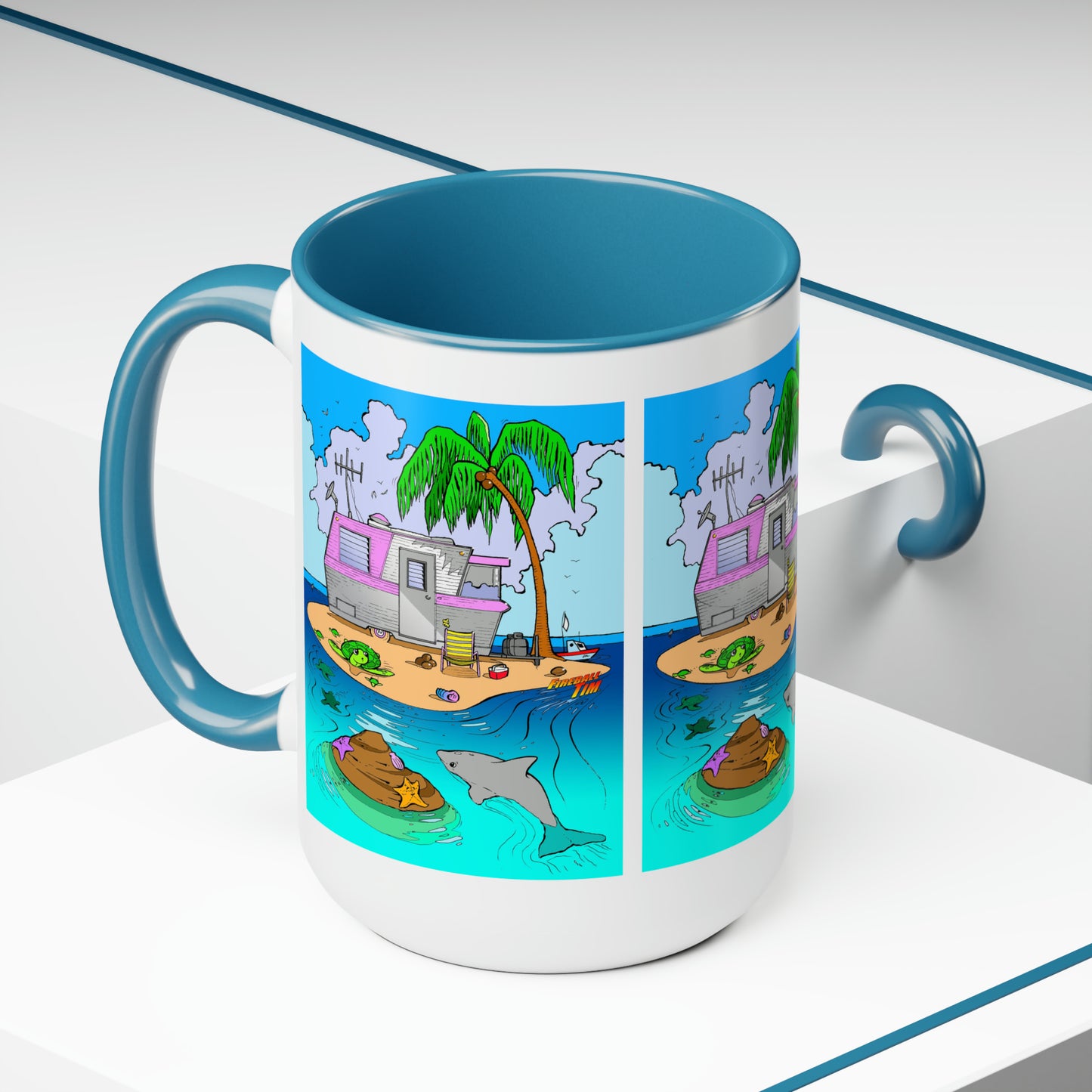 HOLIDAY HOUSE Vintage Trailer Coffee Mug, 15oz, Fireball Tim Art, Car, Cars, Car Illustration, Camping Mug, Coffee Cup, Vintage Camper-Mug-Fireball Tim Garage