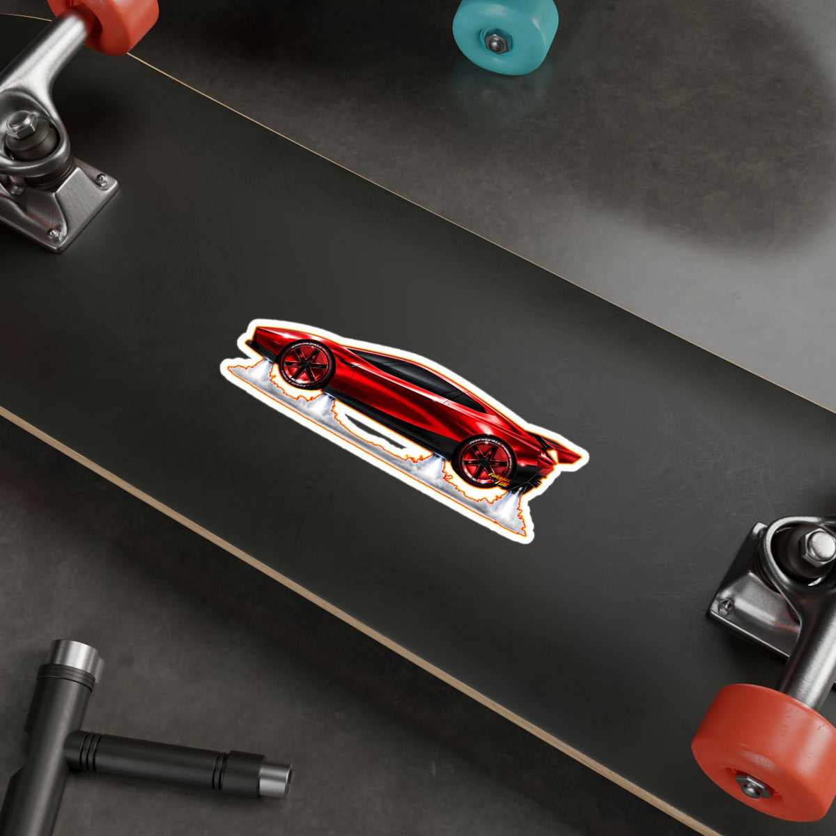 TESLA FLYING ROADSTER Collectible Fireball Art Stickers in 4 Sizes