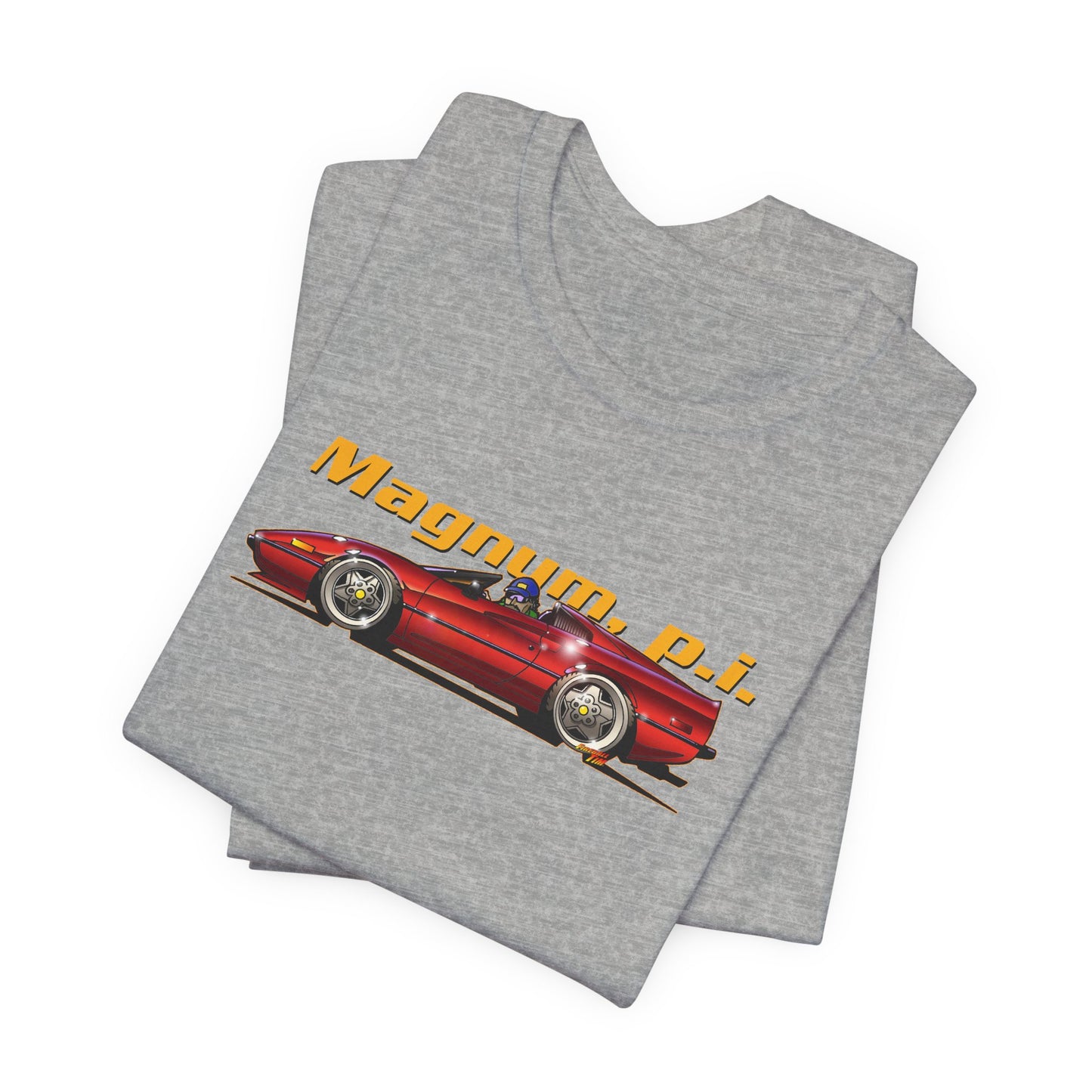 MAGNUM PI FERRARI 308 GTS Unisex Jersey Fireball Art Tee Shirt - Multiple Colors