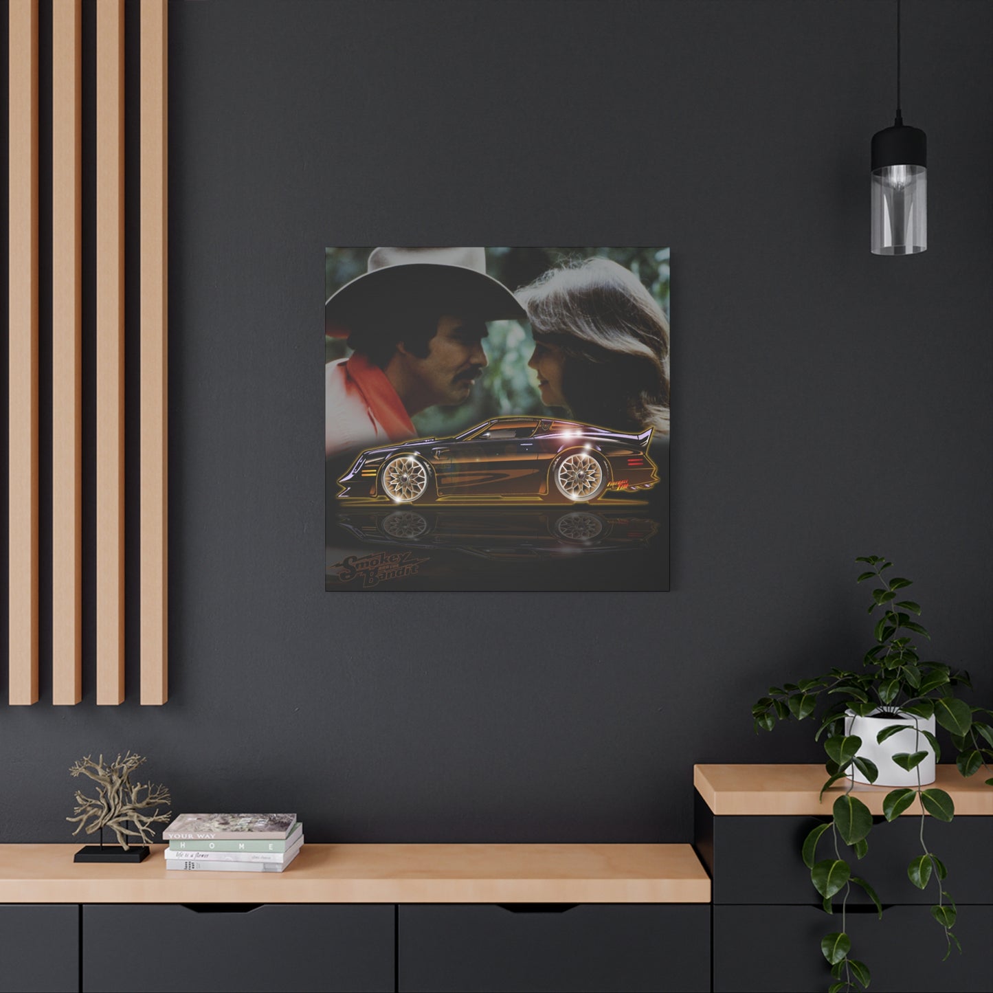 SMOKEY AND THE BANDIT Pontiac Trans Am Fireball Art Canvas Print - Sizes