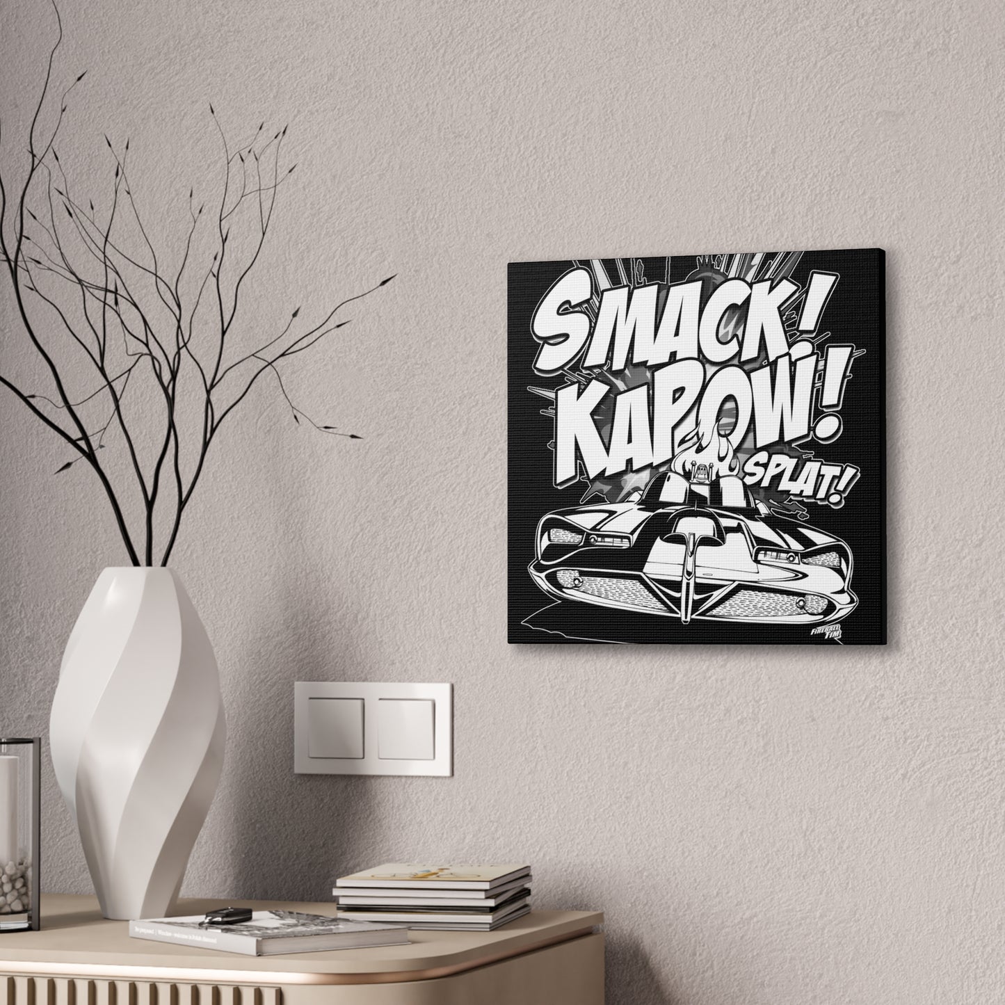 BATMOBILE 1966 BATMAN KAPOW Canvas Art Print - 3 Sizes