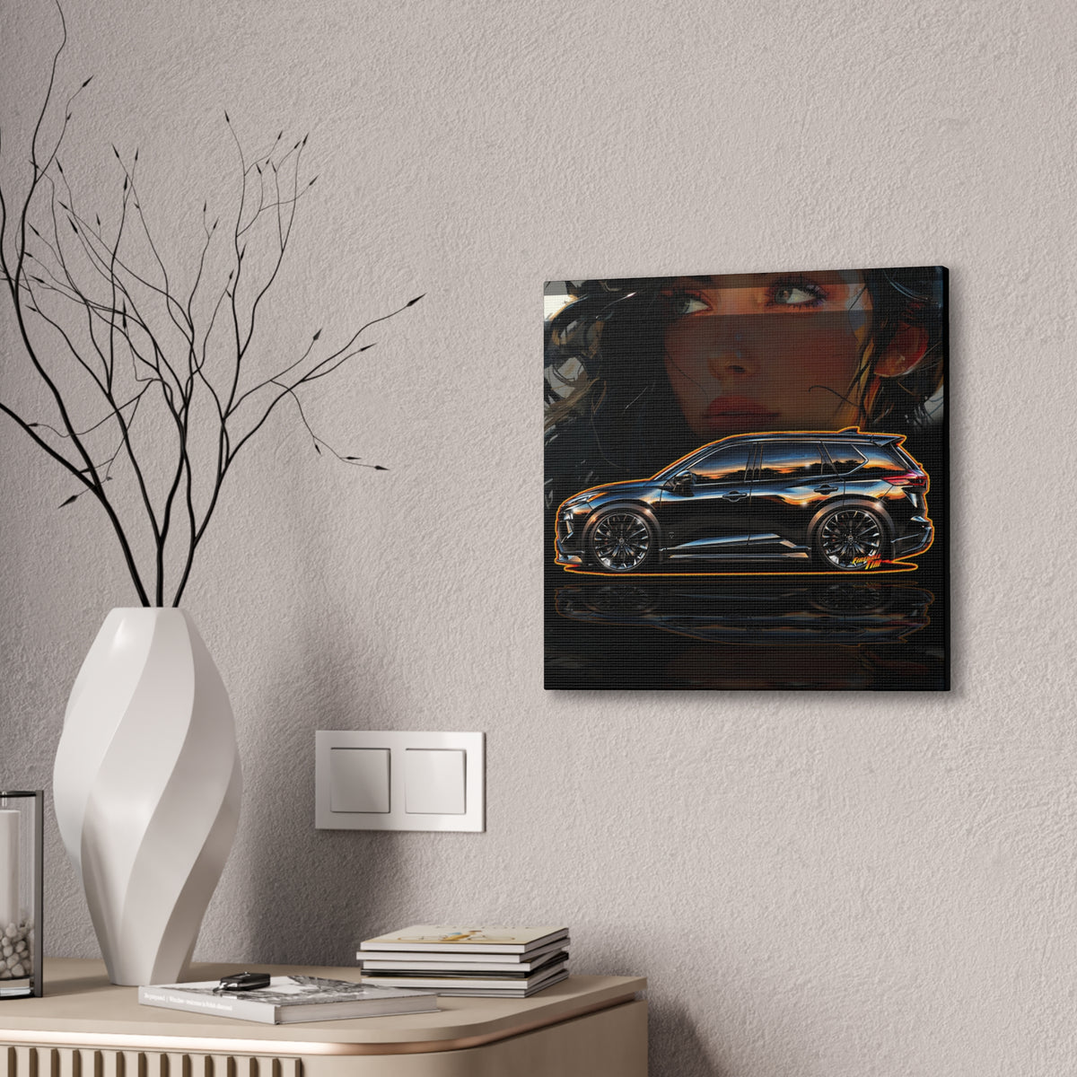 NISSAN ROGUE 2026 Black Armor Edition Collectible Fireball Art Canvas Stretched Print