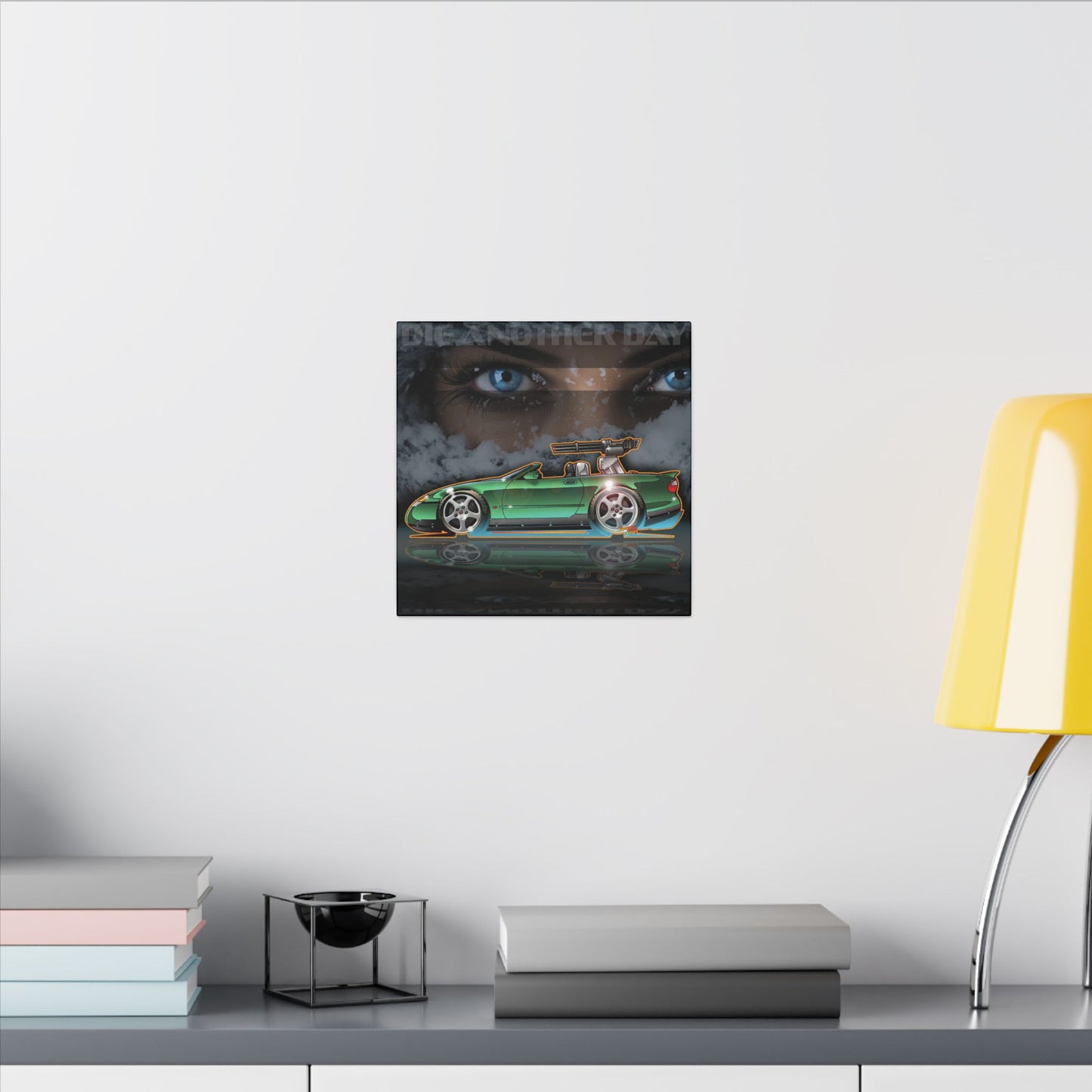 DIE ANOTHER DAY ICE JAGUAR James Bond Fireball Art Canvas Print - 12x12