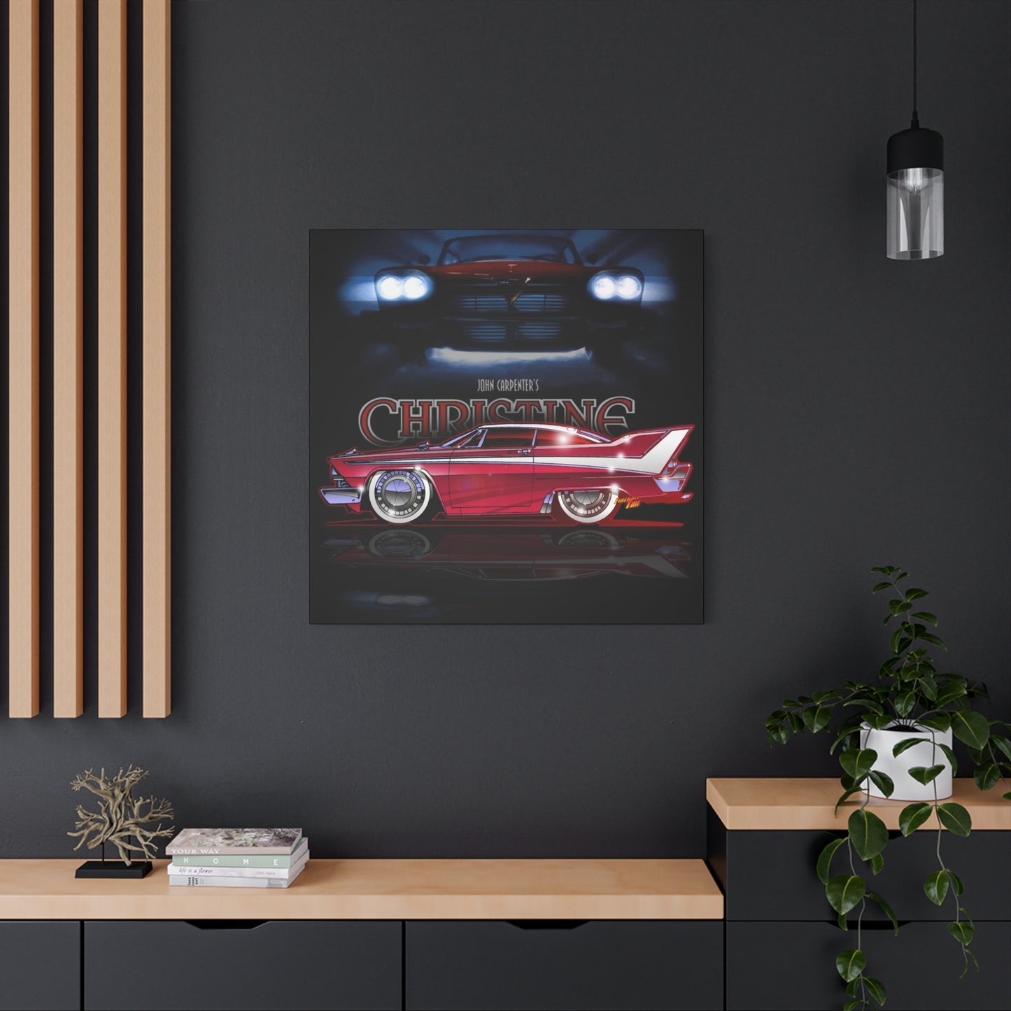 CHRISTINE 1958 Plymouth Fury Movie Car Fireball Art Canvas Print