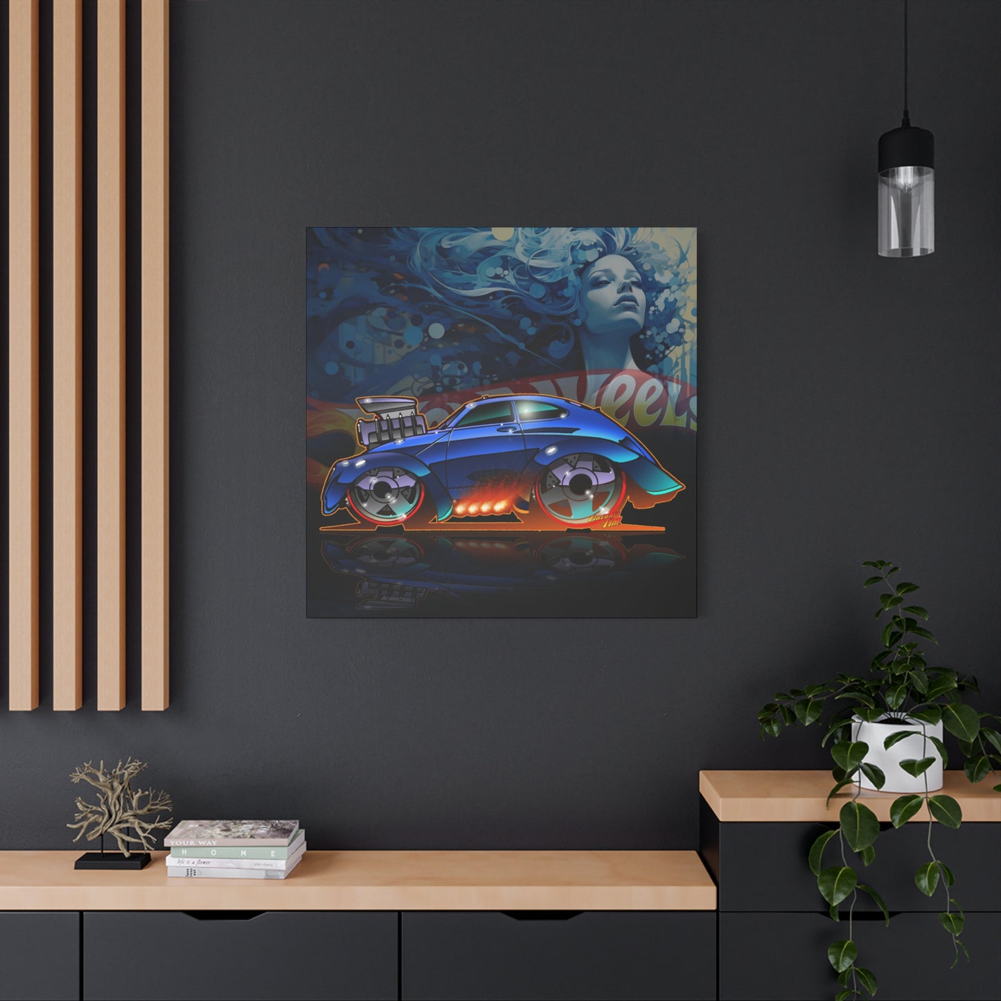 HOT WEEHLS Custom VW Bug Fireball Art Canvas Print