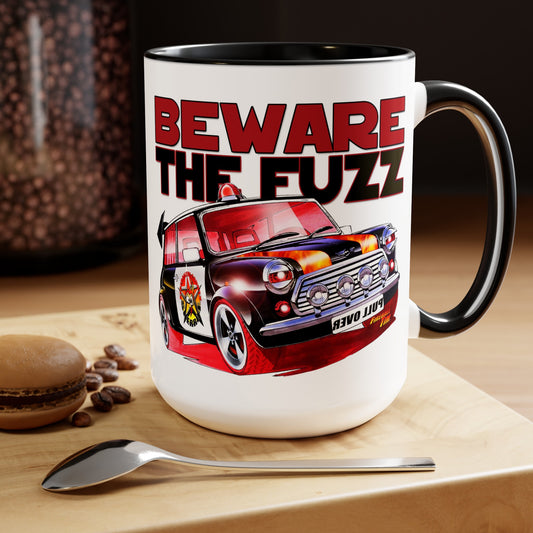MINI COOPER Beware the Fuzz Police Custom Car Art Coffee Mug 15oz