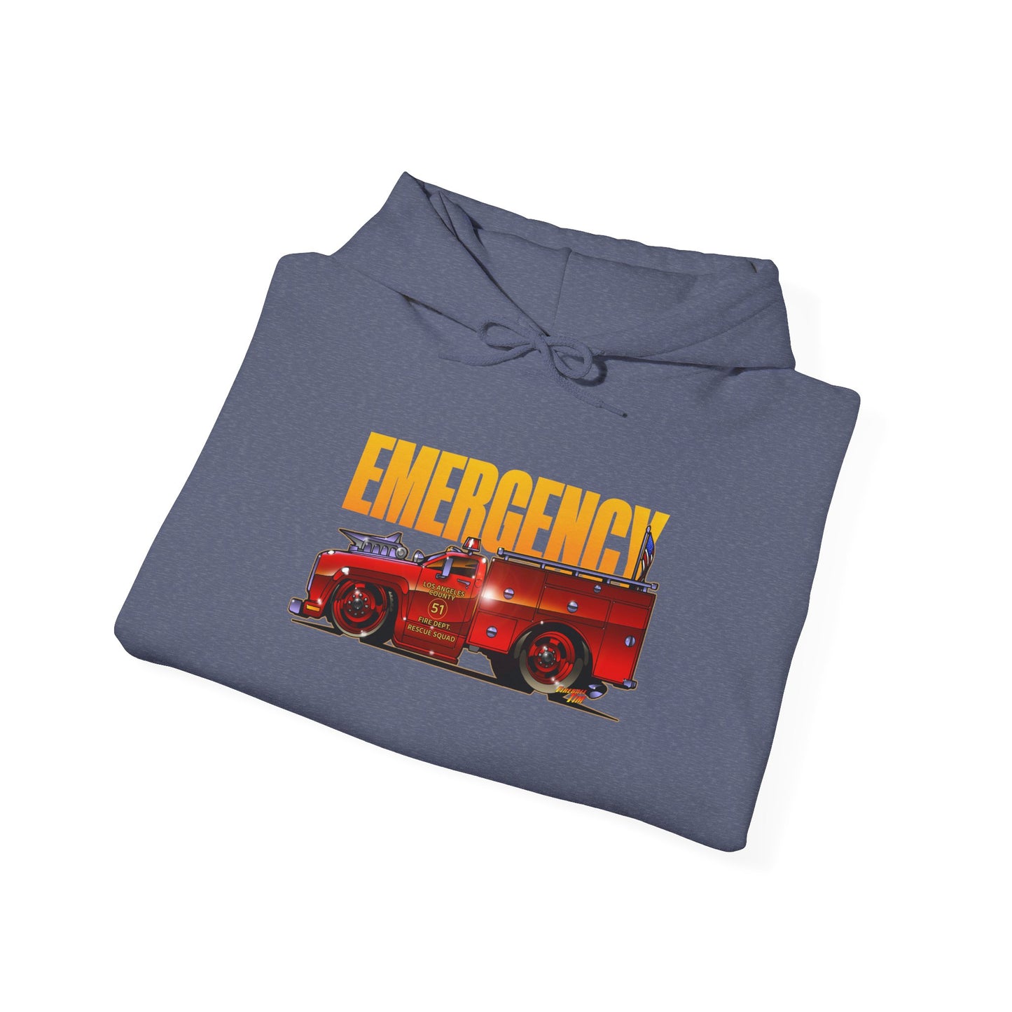 EMERGENCY SQUAD 51 TV Show Concept Art Fire Engine Hooded Sweatshirt 9 Colors