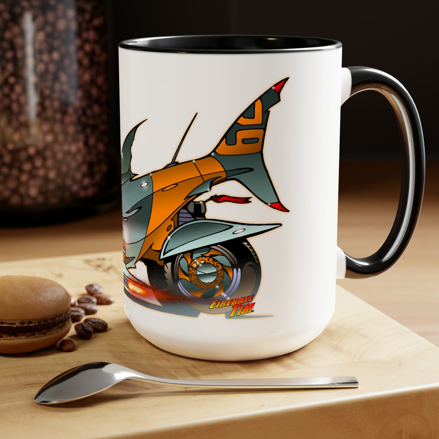 MANEATER GREAT WHITE SHARK Sealife Hot Rod Coffee Mug 15oz-Mug-Fireball Tim Garage